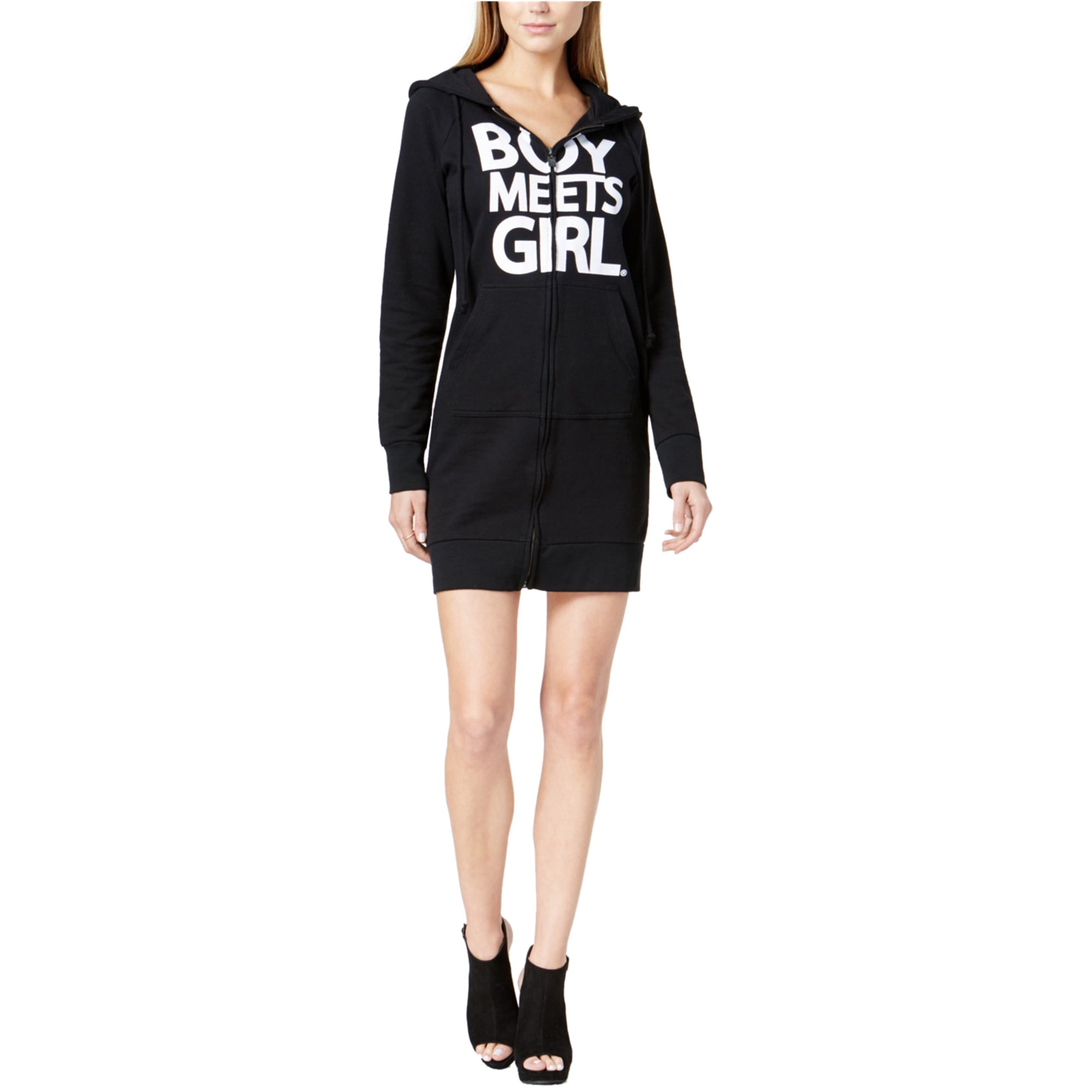 Boy Meets Girl. Womens Graphic Hoodie Dress Black X Small Walmart