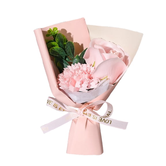 Artificial Soap Flower Bath Soap Rose Flower Scented Soap Bouquet for Mother Valentine's Day Party Wedding Decoration - Pink