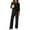 Black, variant on Lounge Sets for Women Fall Travel Fashion Outfits Waffle Knit Henley Top & Wide Leg Pants Comfy Casual Sweater Sets for Work Teacher L