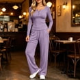 thumbnail image 5 of Aofany Womens 2 Piece Sets Long Sleeve Wide Leg Tracksuits Casual Lounge Fall Outfits Solid Color Matching Sets, 5 of 5