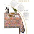 thumbnail image 5 of Purple Red Floral Boho Suqare Tablecloth - 54 x 54 Inch, Vintage Ethnic Tribe Abstract Art Waterproof & StainResistant Tablecloth, Washable Oil-proof Table Cover for Dining/Party/Wedding/Buffet, 5 of 9