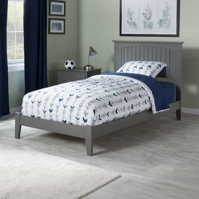 Nantucket Lit Plateforme en Bois Massif Simple TG, Gris