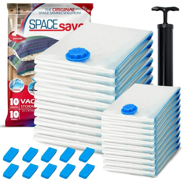 Spacesaver Vacuum Storage Bags - 20 Pack Small And Medium - Airtight Space Saver Bags For Travel And Storage - Durable Plastic With Hand Pump - Clear Vacuum Bags For Clothes Bedding And More