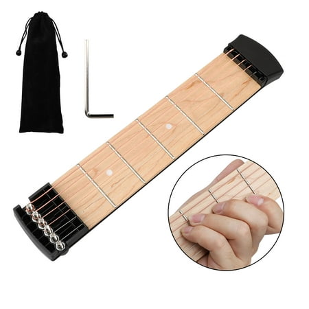 Portable Guitar,EEEkit MINI 6 Fret Pocket Guitar Chord Trainer for Beginner Finger Exercise,Low Sound,No