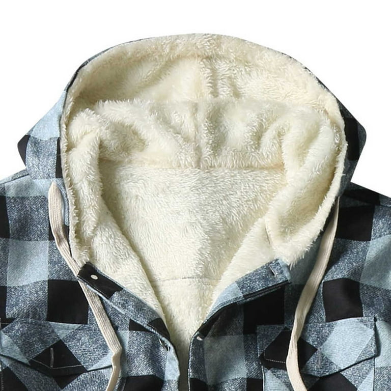 Fleece Lined Flannel Big And Tall Hooded Flannel Jacket Men's Big