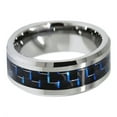 thumbnail image 2 of Tungsten Wedding Band Ring 8mm Men's Engagement Silver with Blue and Black Carbon Fiber Inlay, 2 of 4