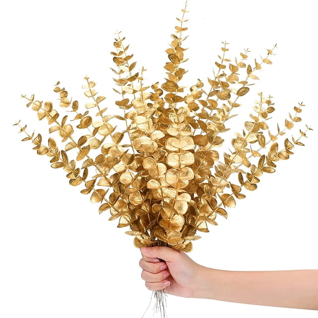 Tallo de eucalipto de simulación de 20 piezas, utilizado para ramos de bodas, oficinas y decoración del hogar.