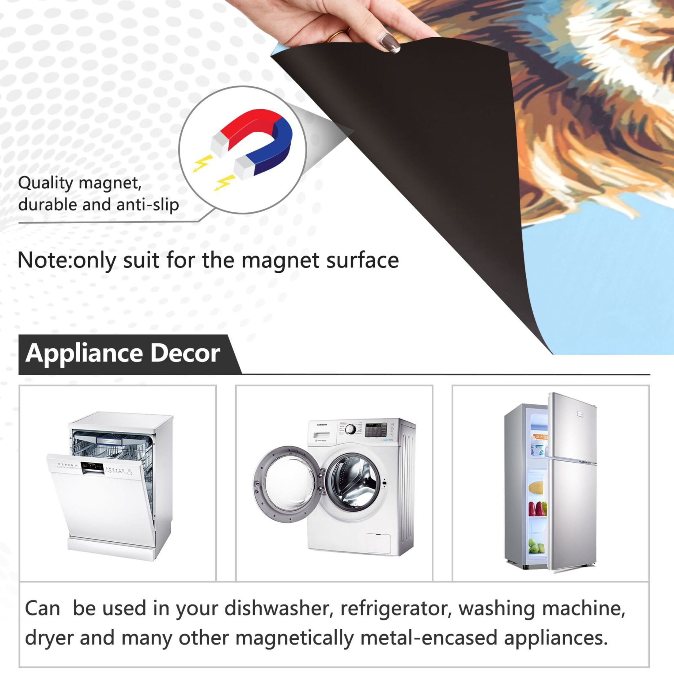 Dishwasher Magnetic Sticker 23x26 Inch Refrigerator Magnetic Sticker Washing Machine Magnetic Sticker Kitchen Panel Magnetic Sticker Home Decor Brown Lion Face