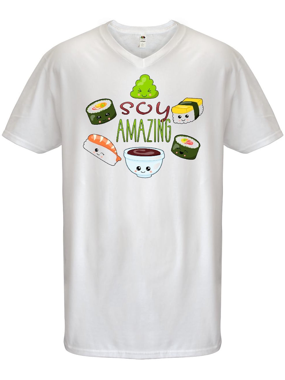 Inktastic Soy Amazing Cute Sushi And Wasabi Adult Men S V Neck T Shirt Male White Xxl Walmart Com