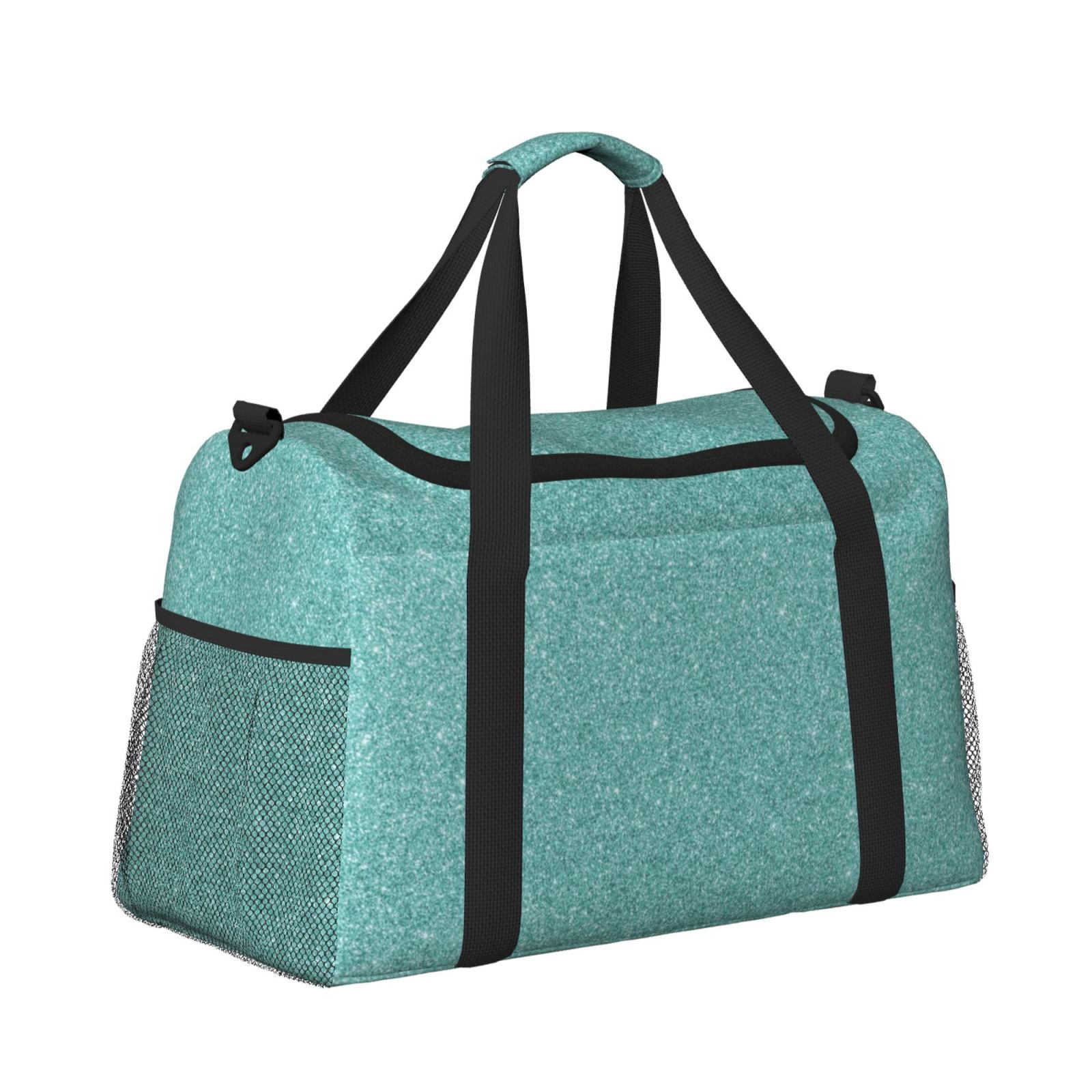 Fuzoiu Teal Green Glitter Print Travel Duffle Bag,Carry On Tote Bags,Duffel Bag,Sport Gym Bag, Hospital Bag for Labor and Delivery, Overnight Bag,Luggage Bag