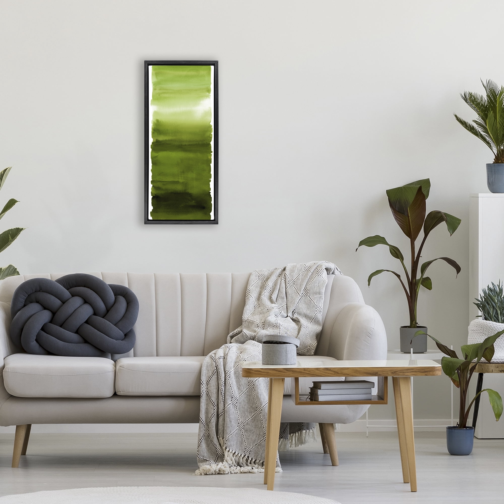 Stupell Industries Green Blend Gradient Black Framed Floater Canvas Wall Art, design by Allie Corbin