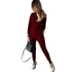thumbnail image 1 of Conjunto de suéter y pantalones casuales de moda de color sólido con cuello alto para mujer, 1 of 6