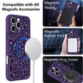 thumbnail image 2 of Funda KANGHAR para iPhone 16 Pro con estampado de leopardo morado Magsafe, 2 of 6