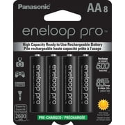 Panasonic Eneloop Pro BK-3HCCA8BA Pre-Charged Nickel Metal Hydride AA High-Capacity Rechargeable Batteries, 8-Battery Pack