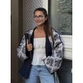 thumbnail image 6 of Women'S Quilted Jacket Cardigan Light-Weight Floral Print Open Front Padded Puffer Jackets Blue S, 6 of 8