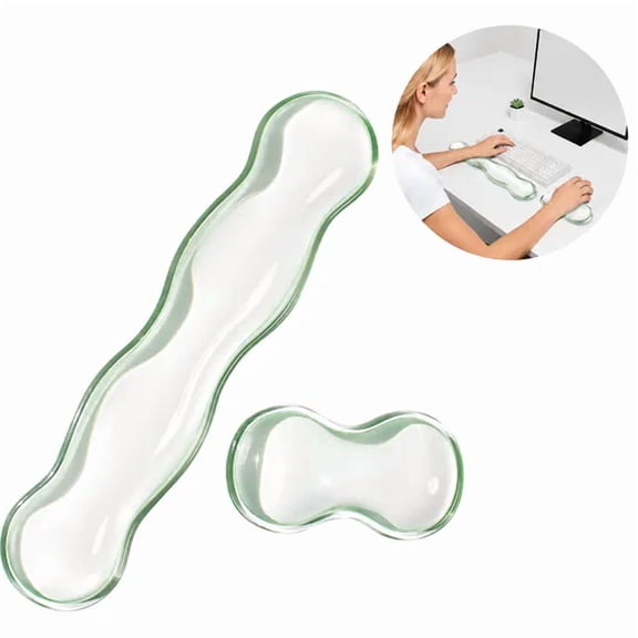 2 Pack Silicone Gel Ergonomic Wrist Rest Set, Non-Slip Keyboard & Mouse Palm Support Cushion, Easy Clean Desktop Pad