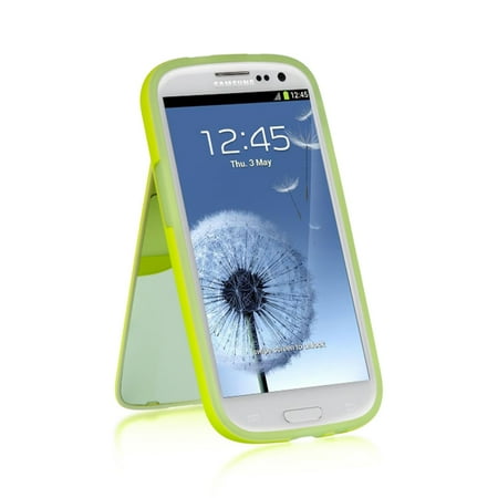 Lime Green Samsung Galaxy S3 Case Samsung Galaxy S3 Case, by Insten Stand TPU Rubber Candy Skin Case Cover For Samsung Galaxy S3 GT-i9300 ()