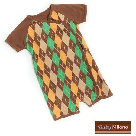 Baby Milano Kimono Baby Bodysuit in Brown Argyle