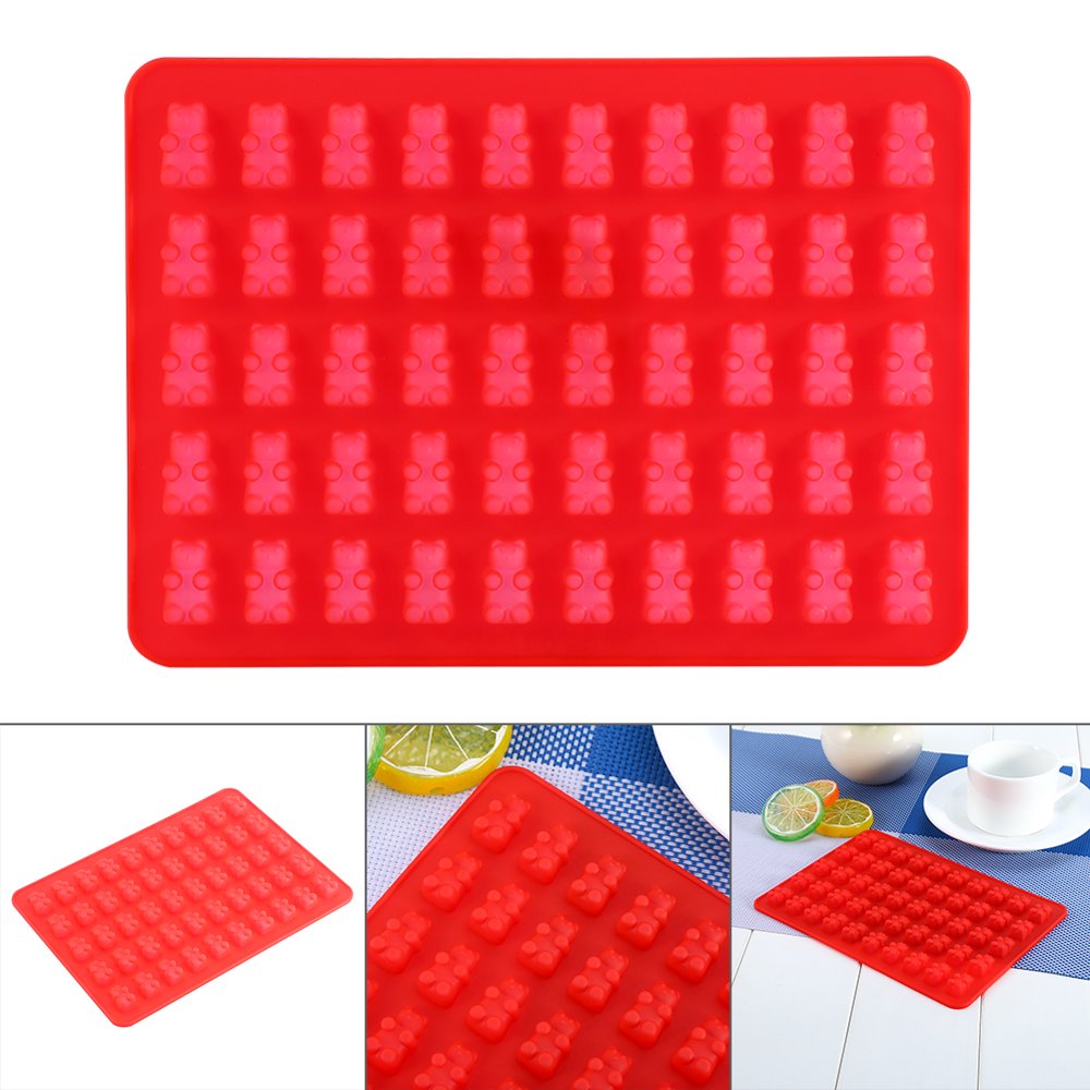 Silicone Gummy Bears Candy Molds Chocolate Molds 50 Cavities With Bonus