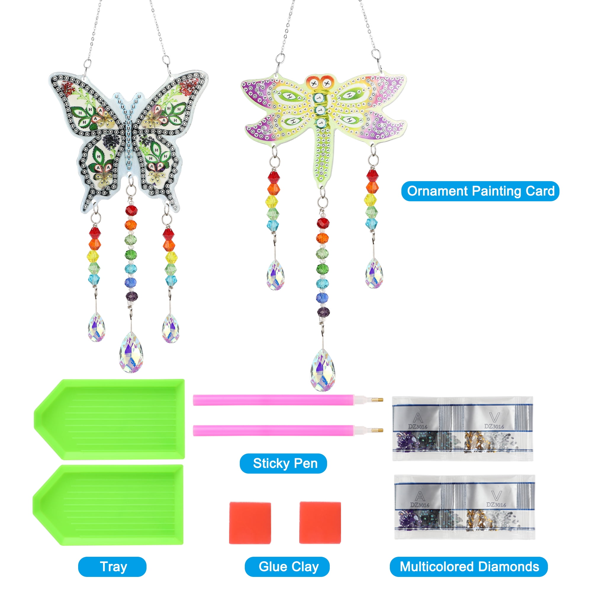 SkyAuks Diamond Painting Kit, DIY Hummingbird Window Hanging Ornament, Crystal Suncatcher Wind Chime Double Sided Gem Paint by Number for Home Garden
