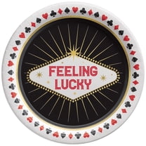 Amscan Casino 7 Inch Dessert Paper Plates 8 Ct Red White Black Disposable Game Night Plates Feeling Lucky