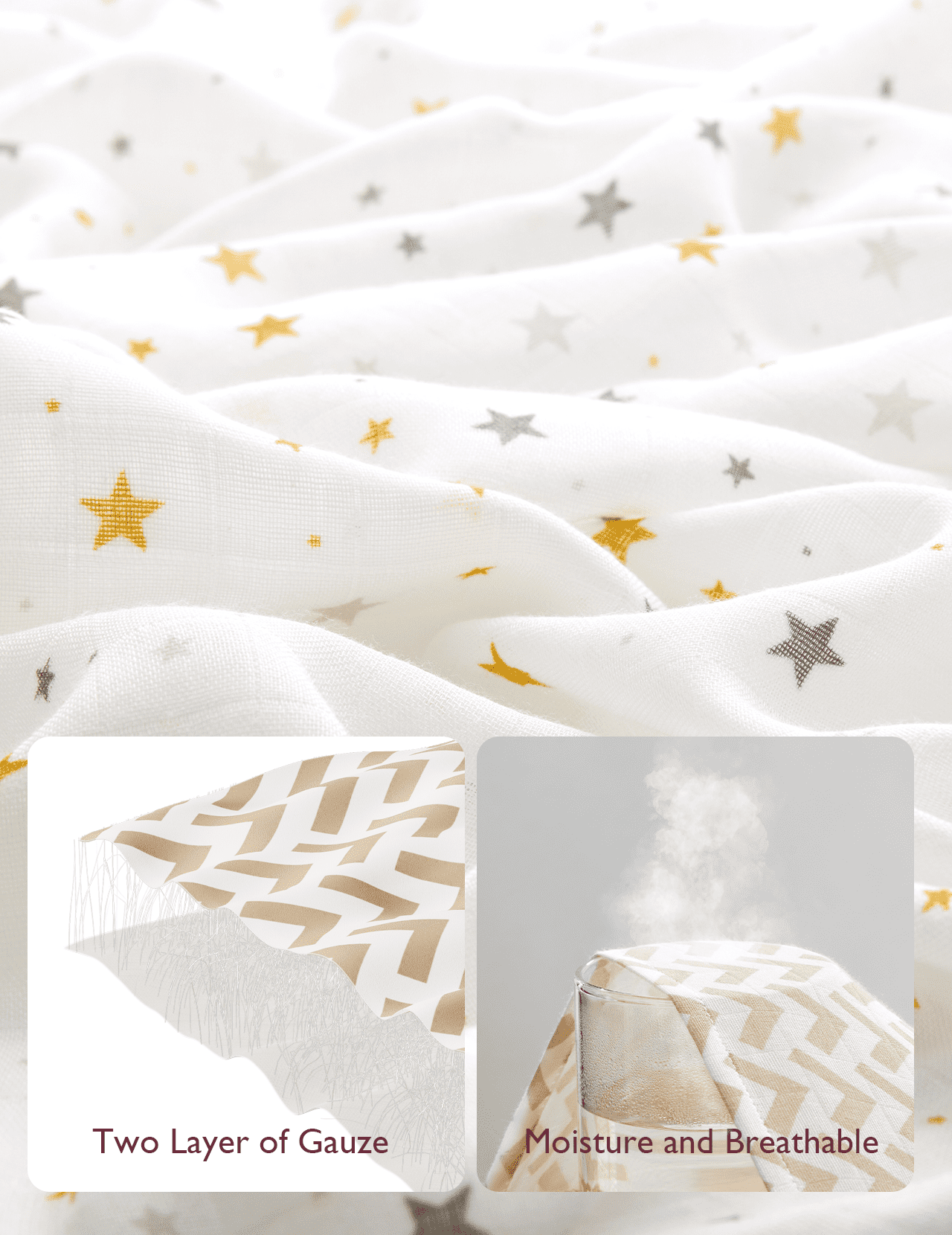 Momcozy Muslin Swaddle Blankets, 4 Pack, Breathable 2-Layer Gauze Large 47'' x 47'' Baby Swaddling Receiving Blanket Wraps for Newborn Boys Girls