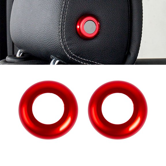 Xotic Tech 2pcs Front Seat Headrest Button Surrounding Ring Decoration Covers Compatible with Mercedes-Benz W205 C-Class 2015-2021, X205 GLC-Class 2016-2022 (Red)