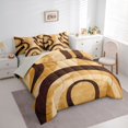 thumbnail image 3 of Feelyou Abstract Lines Bedding Comforter Set 7pcs, Brown Cycle Stripes Queen Bedding Sets, 3 of 8