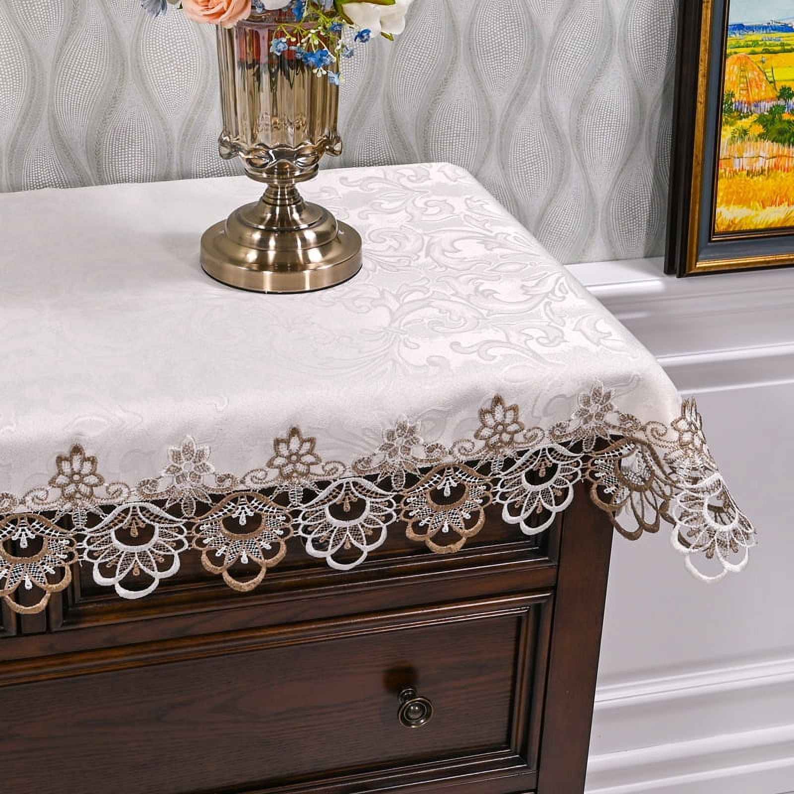 Rectangle Coffee Table Runner Embroidered Tablecloth Lace Table Runner Table Centerpiece Doily Placemat Nightstand Dresser Scarf