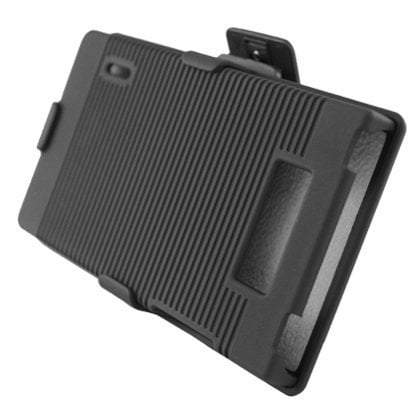 Rim Hard Faceplates BLACK Texture With Holster Kickstand Faceplate Hard Plastic Protector Snap-On Cover Case For LG VENICE/SPLENDOR LS730/US730 (Boost Mobile/Sprint/US Cellular) ()