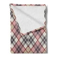 thumbnail image 2 of Abstract Soft Flannel Fleece Throw Blanket, Irish Vintage Fashion Tartan Motif Royal Lines Picture Print, Cozy Plush for Indoor and Outdoor Use, 70" x 90", Pale Pink Ivory Grey, by Ambesonne, 2 of 5