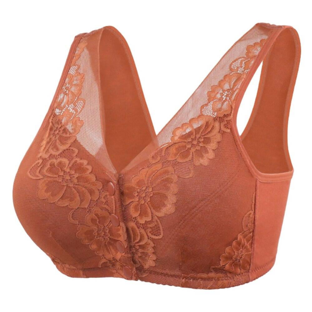 Women Bra Thin Cup Full Lace Breathable Push Up Big Size Lingerie,Brown,C,95