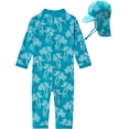 thumbnail image 2 of weVSwe Toddler Boy Swimsuit With Sun Hat 0-3Years -UPF 50+ Rash Guard Baby Swimsuit with Crotch Zipper kids swimsuits, 2 of 6