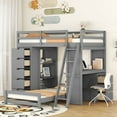 thumbnail image 3 of Harper & Bright Designs Twin Over Twin Separable Bunk Beds with Desk and Drawers, Wood L-Shape Bunk Bed Frame with USB Ports and LED Ligh for Kids Teens, Gray, 3 of 18