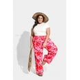 thumbnail image 3 of TIYOMI Women's Hawaiian Pants Plus Size 5X Elastic Floral High Waisted Dressy Pants Hot Pink Flower Drawstring Summer Lounge Pants With Pockets Beach Outfits Palazzo Pants for Women 5XL 28W, 3 of 6