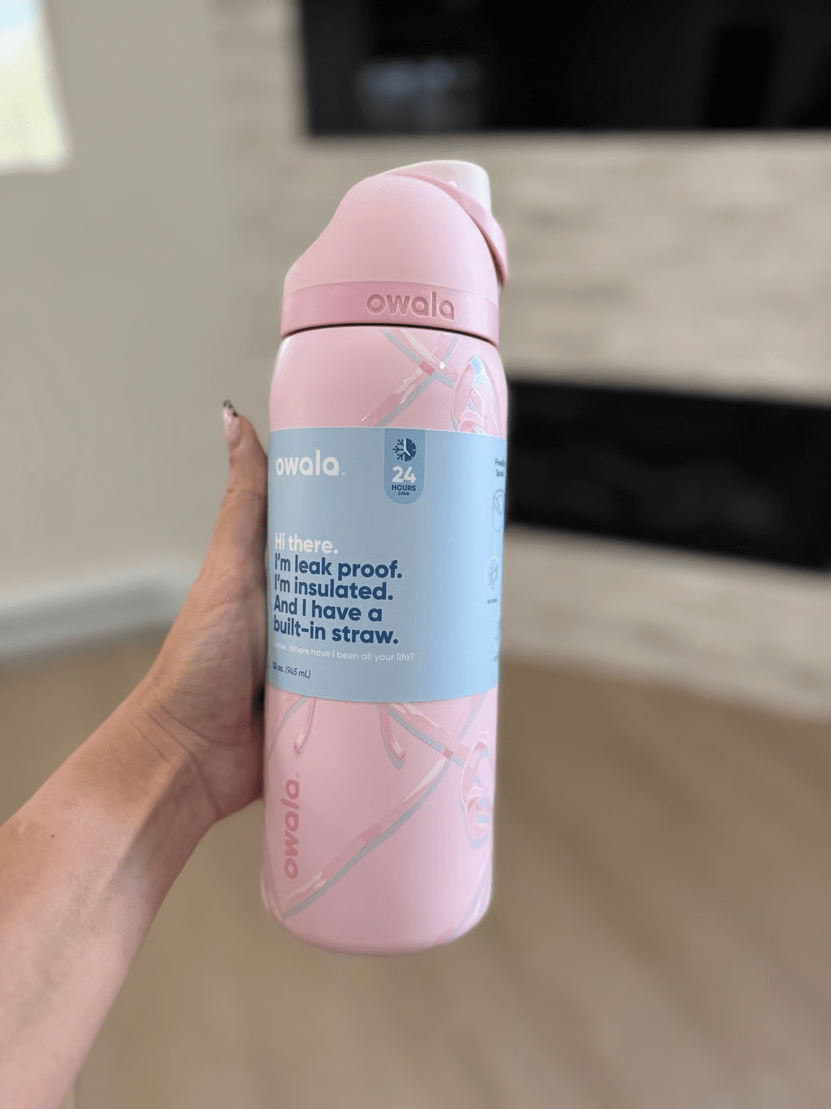 Owala HOLIDAY COLLECTION 32oz FreeSip Water Bottle, PINK SUGAR PLUM FAIRY BOWS
