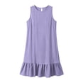 thumbnail image 7 of FengLS Womens Sundress Fashion Ruffle Hem Sleeveless Tank Mini Dress Summer Beach Comfy Round-Neck Knee-Length Dress, 7 of 7