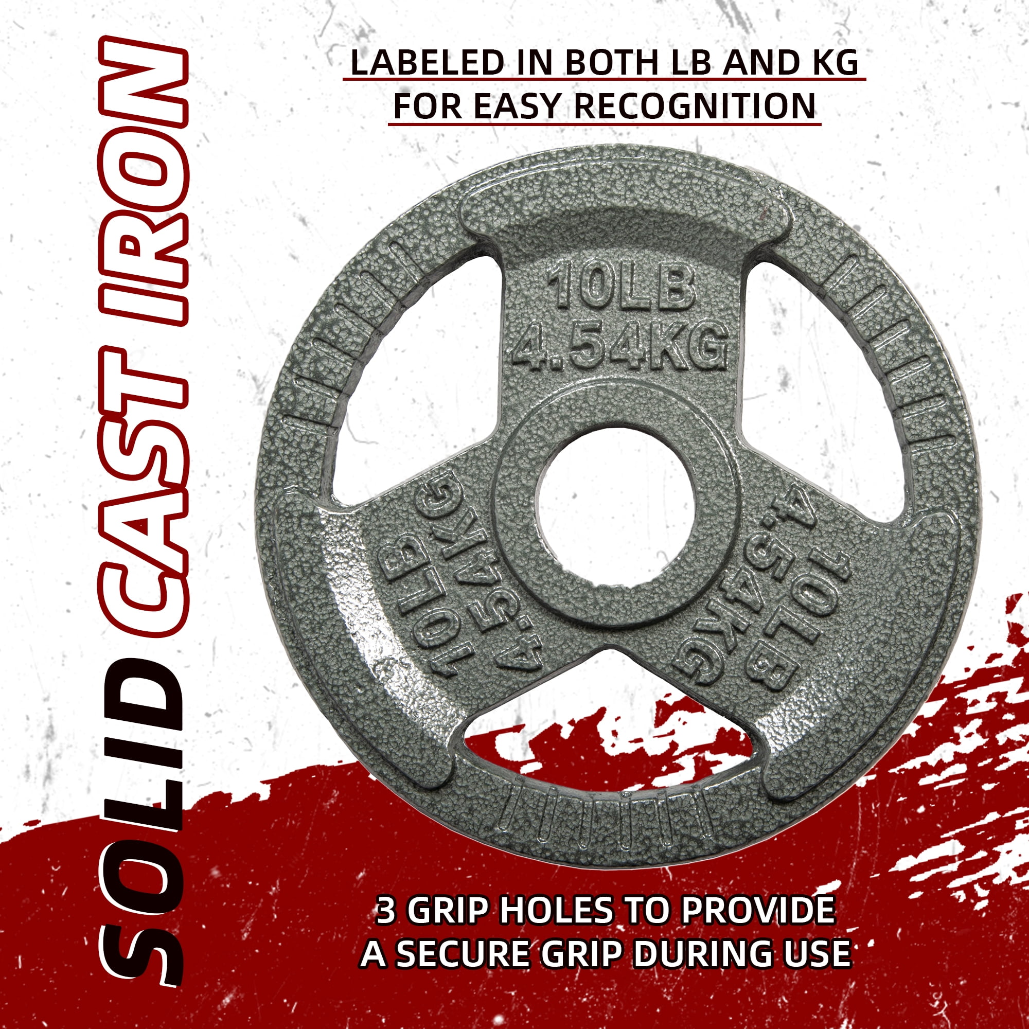 Signature Fitness Cast Iron Weight Plates for Strength Training, Fits 2-Inch Barbell, Multiple Size Options