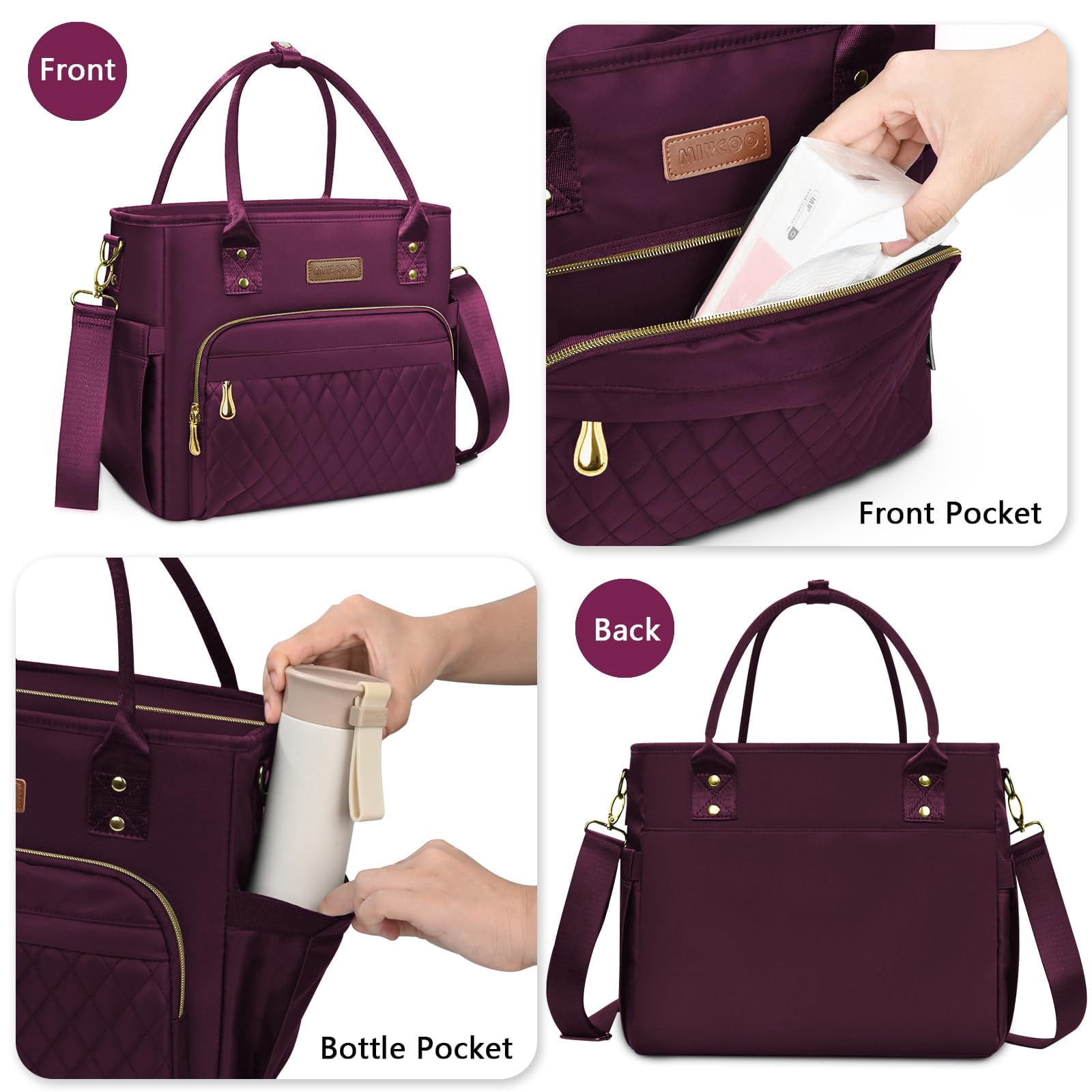 Lunch Bag Box Women - Leakproof Insulated Cooler For Large Tote Bags Adults  Purple