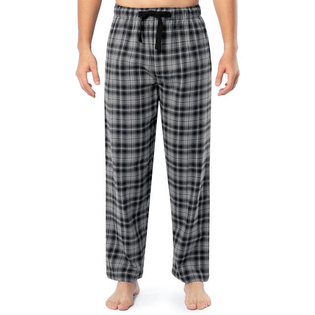Pantalón para dormir IZOD de franela tejida para hombre, color gris, a cuadros, talla L