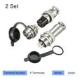 thumbnail image 2 of Uxcell 20mm 5 Terminals 7A 250V GX20 Aviation Connector with Plug Cover 2 Sets, 2 of 5