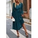 thumbnail image 3 of Vestido PRETTYGARDEN Cruzado con Escote en V y Volantes Maxi Azul Lago M, 3 of 7