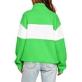 thumbnail image 6 of Womens Sweatshirts Half Zip Stand Neck Pullover Tops Color Match Quarter Zipper Fall Winter Fashion Shirts Green XL, 6 of 8