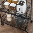 thumbnail image 5 of Finihen 33" Kitchen Island Cart on Wheels with Storage, Rolling Dining Room Serving Utility Carts Mobile Movable with Fruit Basket and Side Hooks for Dining Room, Brown, 5 of 11