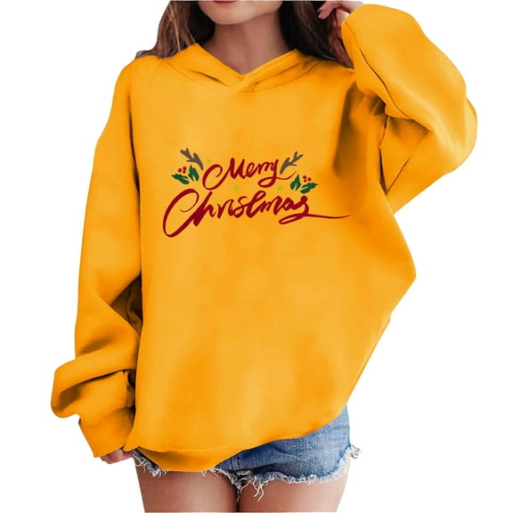 Lorytime Sweatshirts for Teen Girls with Hoodie Boys Merry Christmas Sweatshirt Long Sleeve Tops Drop Shoulder Pullover