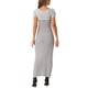 thumbnail image 3 of Vestido maxi de punto acanalado con cuello en U y mangas cortas a rayas para mujer Inspire Chic XL gris, 3 of 6