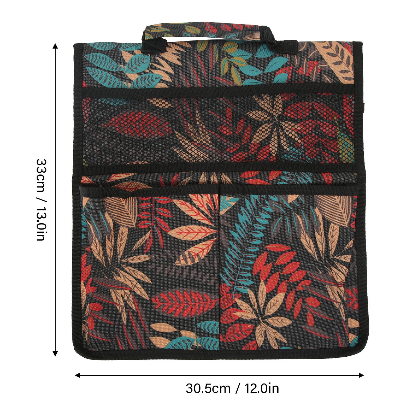 Garden Stools Side Bag, Red Leaves Multiple Pockets Comfortable Handle Garden Kneeler Tools Bag  For Patio