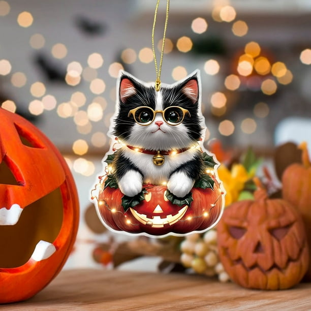 Uuiauoio Halloween Pumpkin Acrylic Pendant Car Backpack Keychain Decoration Cute Design Festive Gift for Home Decor Print Durable Attachment,Halloween Pendant