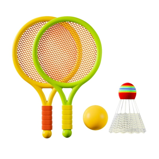 Juego de tenis de bádminton para niños, juego de raquetas de tenis con volante de pelota, raqueta de tenis para niños para jugadores principiantes, Amarillo verde