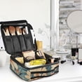 thumbnail image 5 of FORMRS Travel Makeup Bag Large Capacity Train Case Cosmetic Organizer with Adjustable Dividers, Flowers Cat, 5 of 8